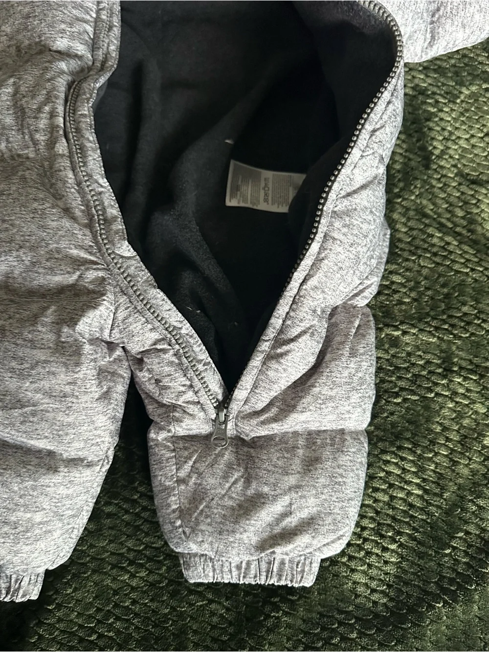Baby GAP Heather Gray Puffer One-Piece Hooded Snowsuit 6-12 months